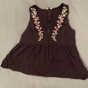 Embroidered Flowy Tank